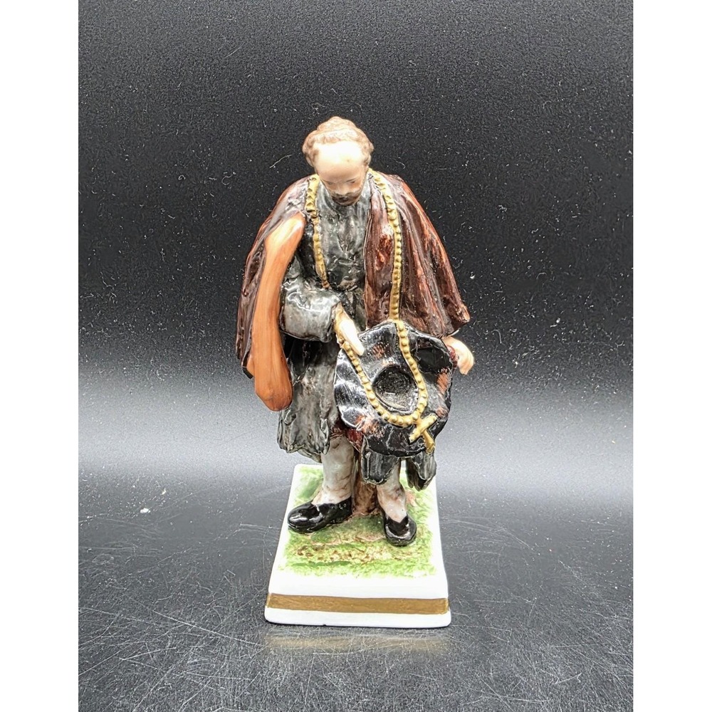 Antique Dresden‎ Porcelain Hand Painted Figurine Sculpture Mane Male Beggar 6.5"